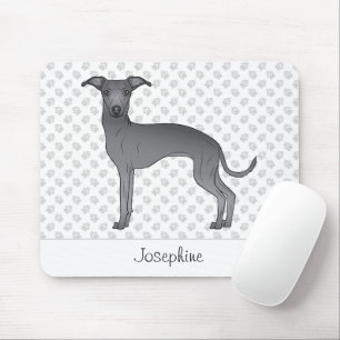 Alfombrilla De Ratón Galgo Italiano Azul Cute Perro Con Nombre Personal