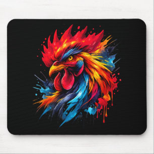 Alfombrilla De Ratón Gallo Antiguo Gallo de pelea entusiasta Pintado _