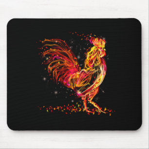 Alfombrilla De Ratón Gallo de fuego. Diseño fresco brillante de chispa