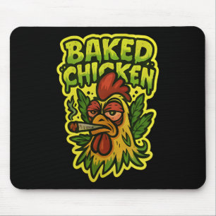 Alfombrilla De Ratón Gallo de pollo ked fumando hierba piedra 