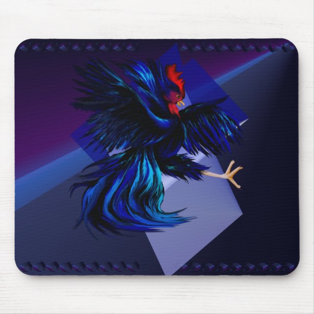 Alfombrilla De Ratón Gallo que lucha negro Mousepad (Frente)