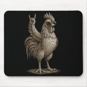 Alfombrilla De Ratón Gallo Retro Rock Música Divertida Hombres Mujeres 