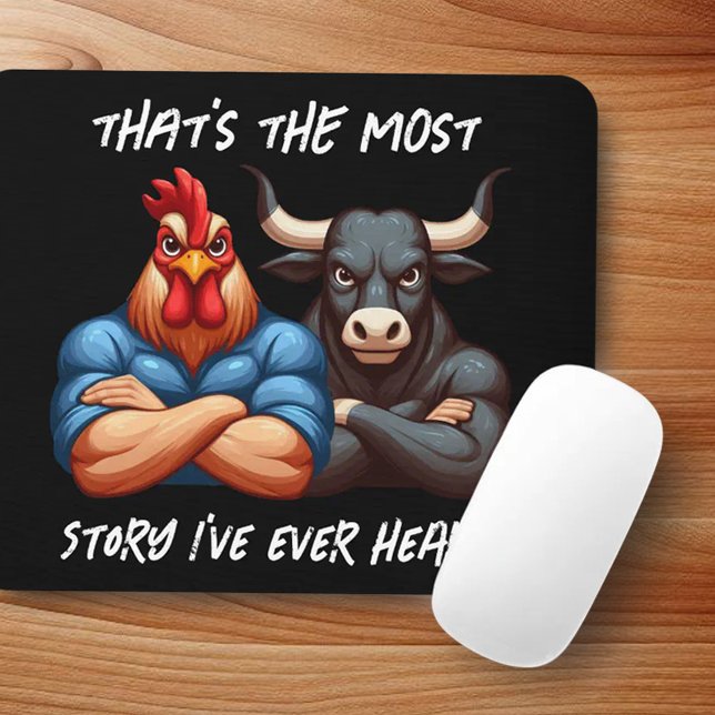 Alfombrilla De Ratón Gallo y Buey de Brazos Cruzados Sin Reír (Thats the Most Rooster and Ox Story I've Ever Heard Mousepad Cover Photo)