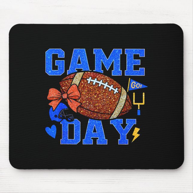 Alfombrilla De Ratón Game Day Football Season Football Mama Blue Gold B (Frente)