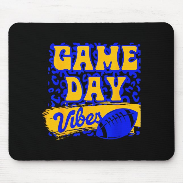 Alfombrilla De Ratón Game Day Vibes Football Season Football Blue Gold  (Frente)