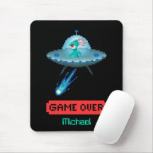 'Game Over' Alien Volando Ovni Nave Espacial, Arte