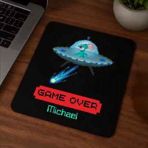 Alfombrilla De Ratón 'Game Over' Alien Volando Ovni Nave Espacial, Arte