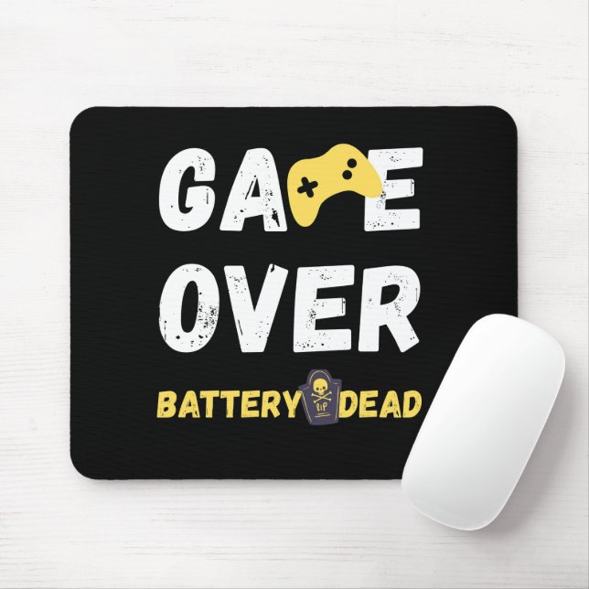 Alfombrilla De Ratón Game Over Battery Dead Funny Gamer Design (Con ratón)