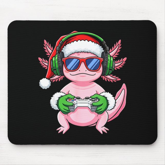 Alfombrilla De Ratón Gamer Axolotl Christmas Shirt Funny Video Game San (Frente)