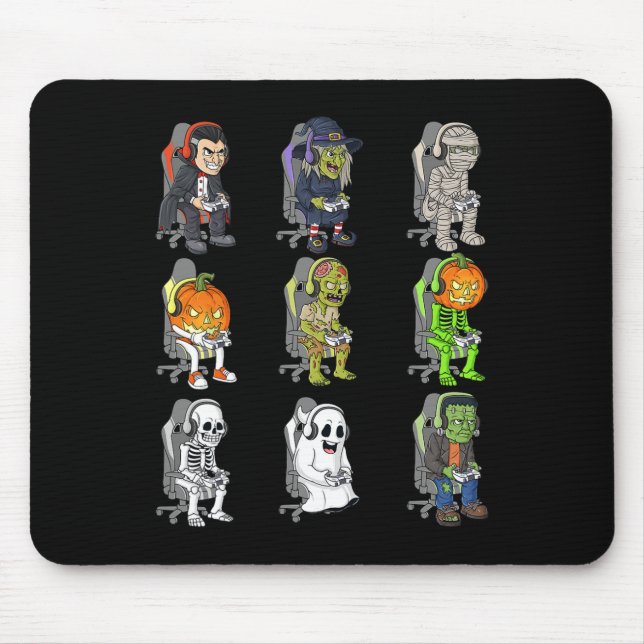 Alfombrilla De Ratón Gamer Halloween Skeleton Vampire Gaming Mummy Boys (Frente)