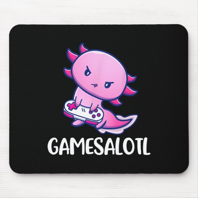 Alfombrilla De Ratón Gamesalotl Axolotl Cute Jugar Videojuego (Frente)