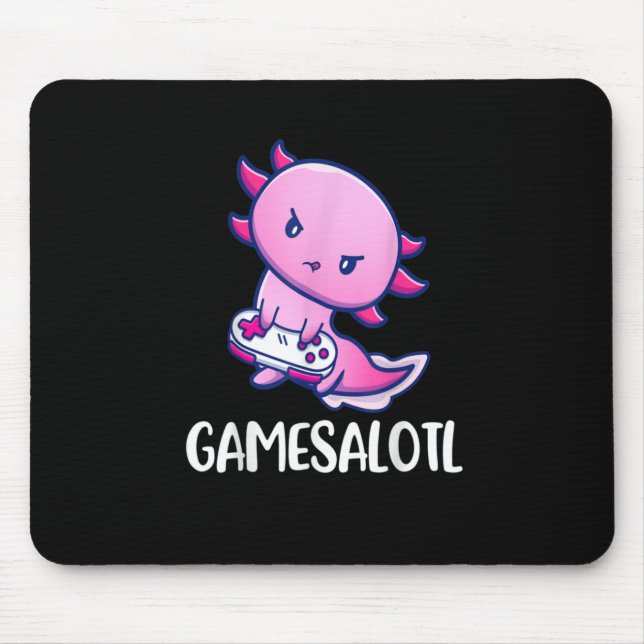 Alfombrilla De Ratón Gamesalotl Axolotl Cute Jugar Videojuego (Frente)