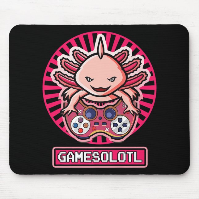 Alfombrilla De Ratón Gamesolotl Axolotl Cute Kawaii Anime Gaming Kids B (Frente)