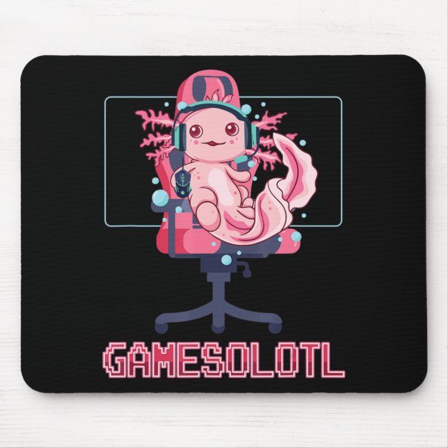 Alfombrilla De Ratón Gamesolotl Axolotl Video Gamer Kawaii Anime Gaming (Frente)