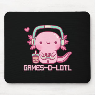 Alfombrilla De Ratón Gamesolotl Axolotl Videojuegos Kawaii Anime Gamer