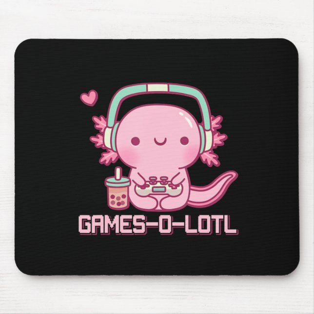 Alfombrilla De Ratón Gamesolotl Axolotl Videojuegos Kawaii Anime Gamer (Frente)