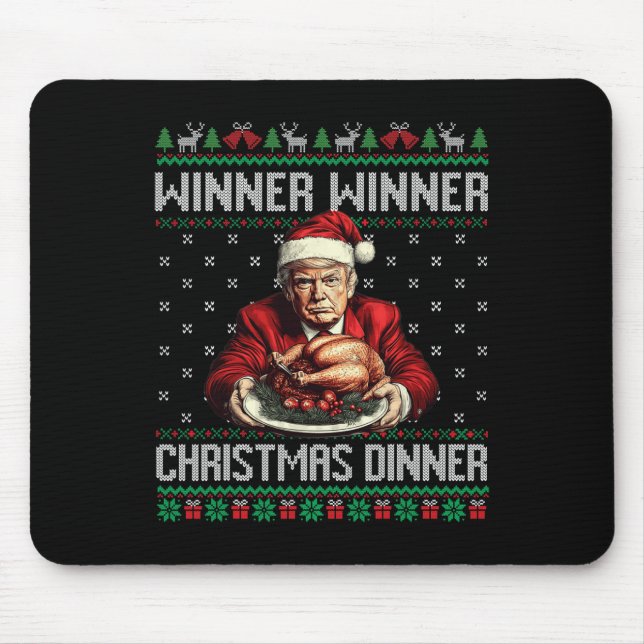 Alfombrilla De Ratón Ganador Navidad cena Santa Trump fea sw (Frente)