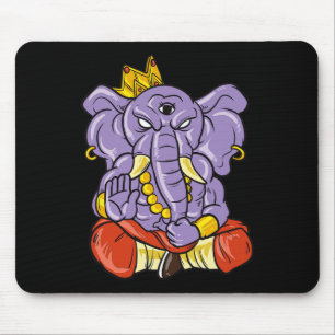 Alfombrilla De Ratón Ganesha elefante de tres ojos de yoga y meditación