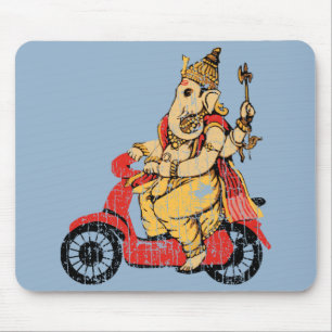 Alfombrilla De Ratón Ganesha que monta una vespa