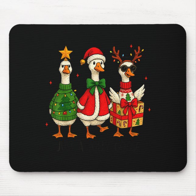 Alfombrilla De Ratón Ganso divertido de Navidad Gansos alegres Santa Re (Frente)