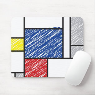 Alfombrilla De Ratón Garabatos minimalistas de Mondrian Arte moderno De