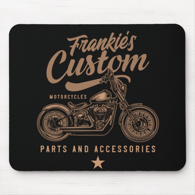 Alfombrilla De Ratón Garaje de motocicleta Bobber Personalizado de moto (Frente)