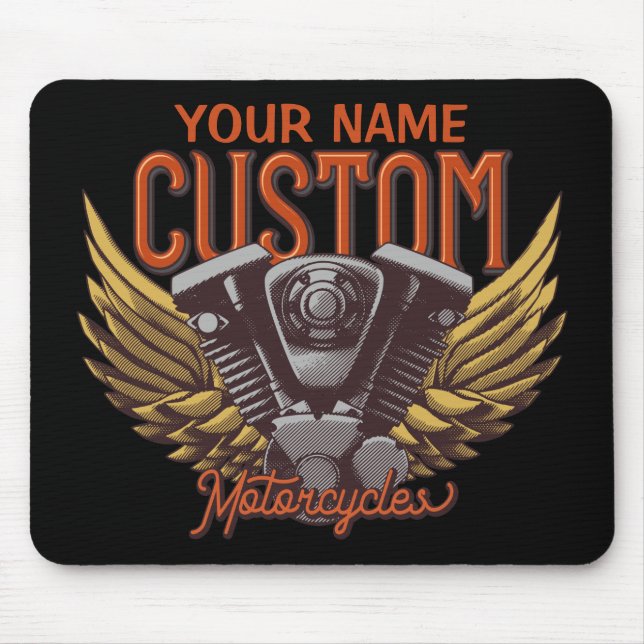 Alfombrilla De Ratón Garaje de motocicleta personalizada Eagle Wings Bi (Frente)