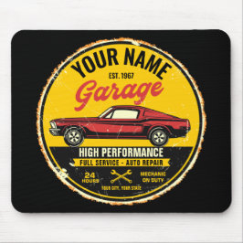 Alfombrilla De Ratón Garaje Fastback Red Classic para coches personaliz