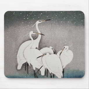 Alfombrilla De Ratón Garzas Koson en la Nieve: Japonés Vintage