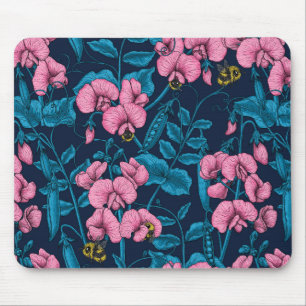 Alfombrilla De Ratón Garzas y abejorros dulces, rosa y azul