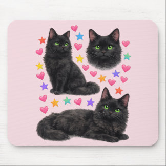 Alfombrilla De Ratón gata negra kawaii linda arcoíris mascota mamá