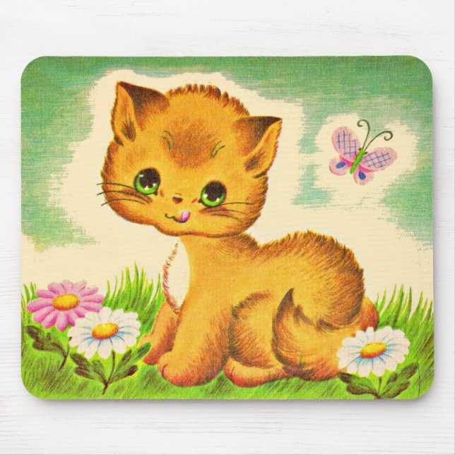 Alfombrilla De Ratón gatito adorable de ojos verdes (Frente)