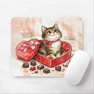 Alfombrilla De Ratón Gatito atigrado sentado en una caja de caramelos