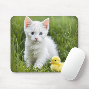 Alfombrilla De Ratón Gatito blanco con duchón