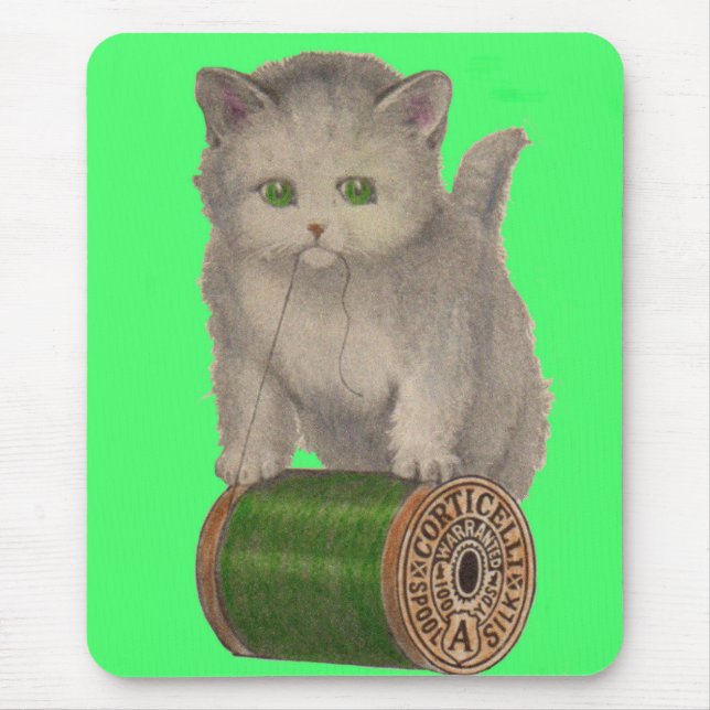 Alfombrilla De Ratón Gatito blanco Corticelli de 1930 (Frente)