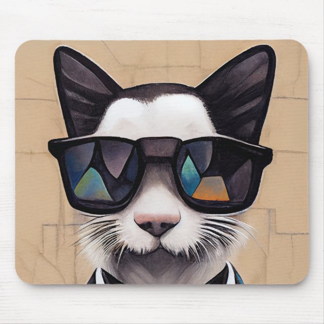 Alfombrilla De Ratón Gatito de Guay usando gafas de sol (Frente)