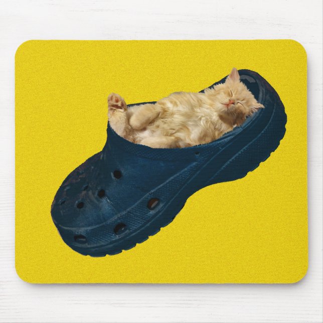 Alfombrilla De Ratón Gatito Dormido En Zapato De Croc, Mousepad (Frente)