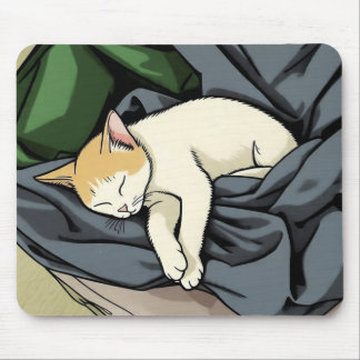 Alfombrilla De Ratón Gatito Durmiendo Tranquilamente sobre Manta Acoged