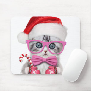 Alfombrilla De Ratón Gatito en gorra de Navidades