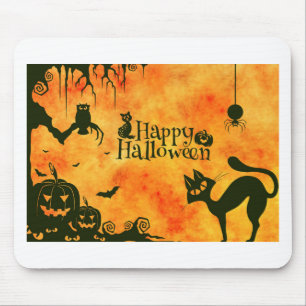 Alfombrilla De Ratón gatito feliz de halloween