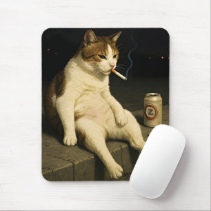 Alfombrilla De Ratón Gatito Fumando Meme Divertido de Gato de la Genera