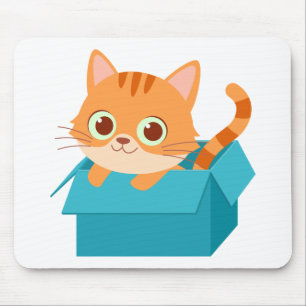 Alfombrilla De Ratón Gatito Lindo Dibujo Animado Gato Atigrado Naranja