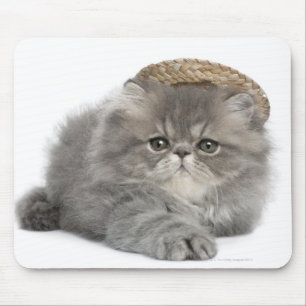 Alfombrilla De Ratón Gatito persa (2 meses de edad) con una paja