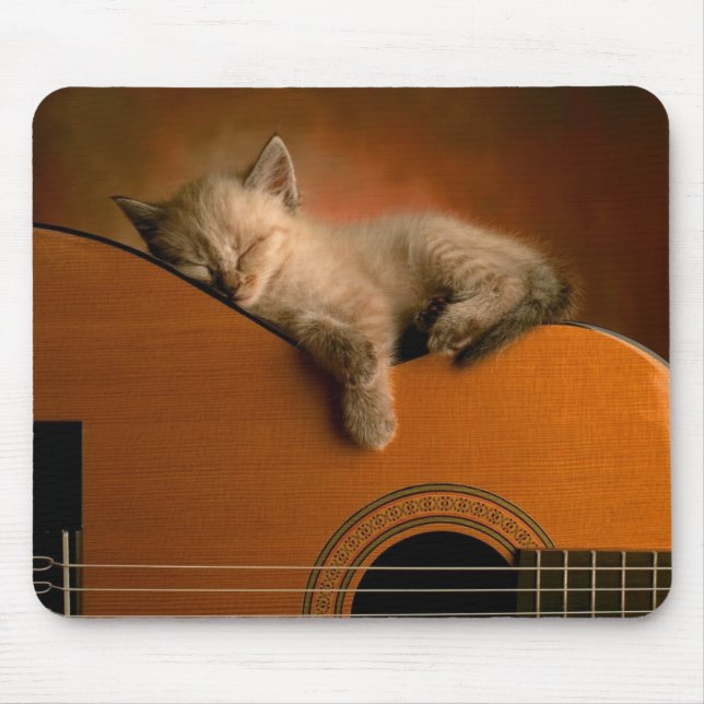 Alfombrilla De Ratón Gatito que duerme en la guitarra Mousepad (Frente)