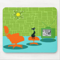 Gatito retro Mousepad de la era espacial