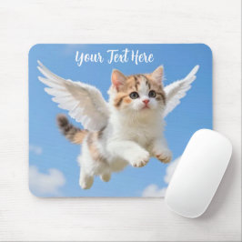 Alfombrilla De Ratón Gatito Volador Adorable Calico Tabby Cielo Azul