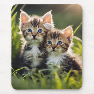 Alfombrilla De Ratón Gatitos Adorables En La Hierba