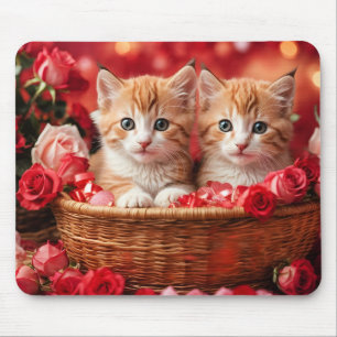 Alfombrilla De Ratón Gatitos Adorables en una Cesta de Paja