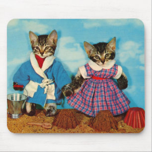 Alfombrilla De Ratón gatitos de tabby en la playa RPPC