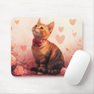 Alfombrilla De Ratón Gato abisinio con rosas - Día de San Valentín